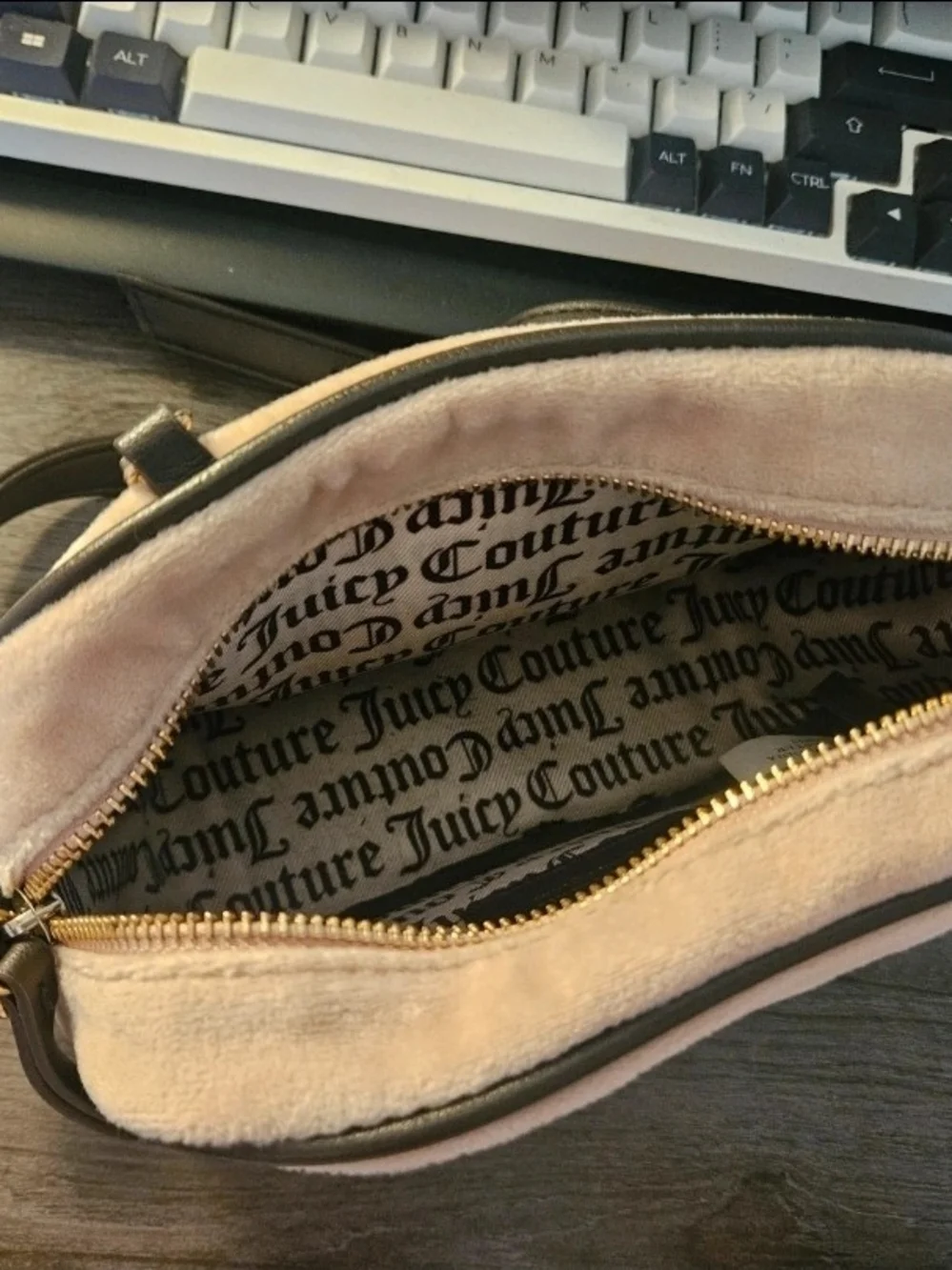 Juicy Couture Light Pink Cosmetic Case with Gold Key Charm